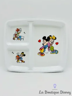 Assiette Compartiments Mickey Minnie Daisy Disney 1988 Melamine Vintage
