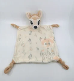 Disney - Bambi Le Faon - Doudou Plat Beige Feuille 30 Cm