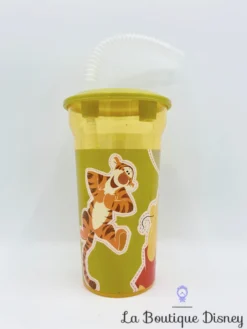 Gobelet Paille Winnie L'ourson Tigrou Disney Verre Plastique Vert Jaune Go Up When Things Fall Down
