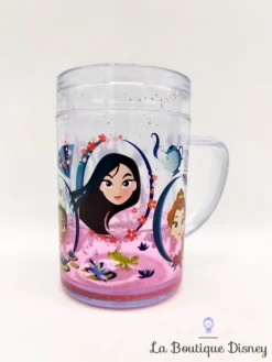 Tasse Plastique Princesses Disney Store 2018 Mug Rose Violet Eau Paillettes -Magasin De Décoration Disney gobelet plastique princesses disney parks 2018 verre eau tasse pailettes 1