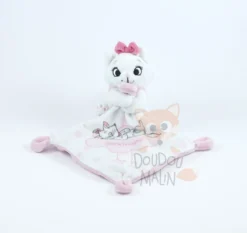 Disney Marie Le Chat Doudou Mouchoir Rose Blanc Goodnight