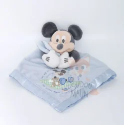 Disney - Mickey La Souris - Maxi Doudou Plat Carré Bleu 40 Cm