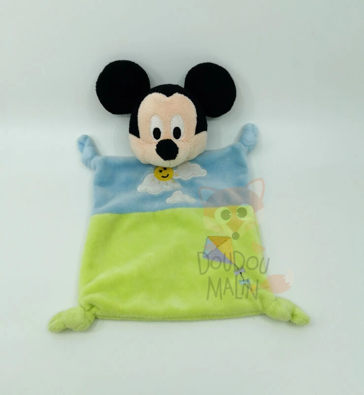 Disney - Mickey La Souris - Doudou Plat Bleu Vert Cerf Volat 22 Cm 1 Disney - Mickey La Souris - Doudou Plat Bleu Vert Cerf Volat 22 Cm