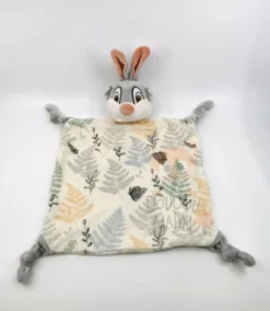 Disney - Panpan Le Lapin - Doudou Plat Blanc Gris Feuille 30 Cm