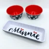 Ensemble Apéritif Mini Bol Plateau Minnie Mouse XOXO Été Disney Store Melamine Rouge Noir