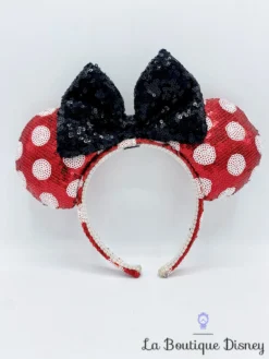 Serre Tête Oreilles Minnie Mouse Sequins Disney Pois Rouge Strass Taille Enfant
