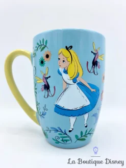 Tasse Alice Au Pays Des Merveilles Disney Store Mug Bleu Dessins Fleurs -Magasin De Décoration Disney tasse alice au pays des merveilles disney store mug bleu fleurs dessins 1