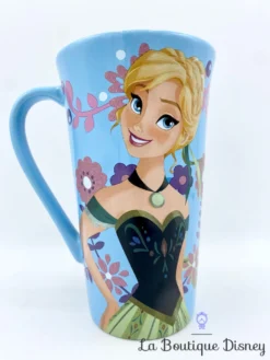 Tasse Anna La Reine Des Neiges Disney Store Mug Bleu Fleurs Haut
