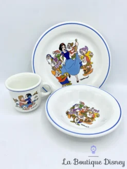 Ensemble Vaisselle Blanche Neige Et Les Sept Nains Disney Quadrifoglio Italy Assiette Tasse Vintage