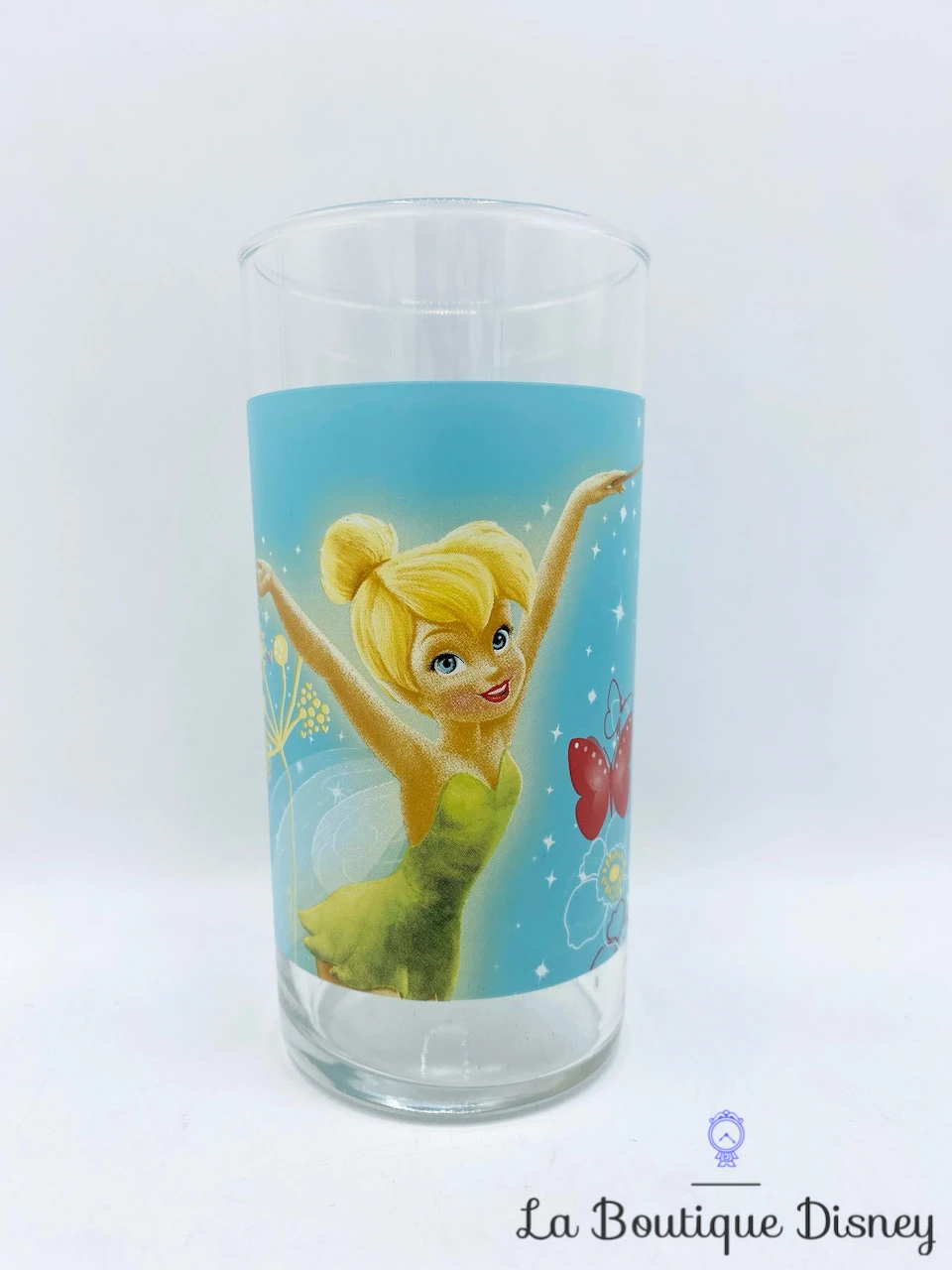 Verre Fée Clochette Disney Peter Pan Fleurs Papillons Bleu 1 Verre Fée Clochette Disney Peter Pan Fleurs Papillons Bleu