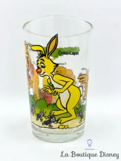 Verre Winnie L'ourson Castor Disney VMC Reims Vintage Moutarde