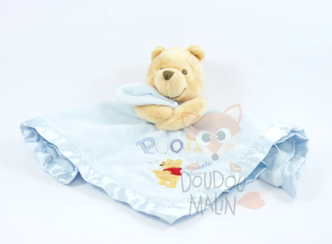 Disney Winnie L'ourson Doudou Plat Carré Bleu Snuggle Time 1 Disney Winnie L'ourson Doudou Plat Carré Bleu Snuggle Time